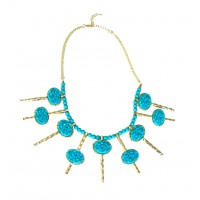 Turquoise Druzy Keys Bib Necklace